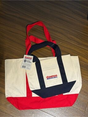 Canvas Tote Bag - Red, Navy & Natural - NWT Costco Large tote red mini navy